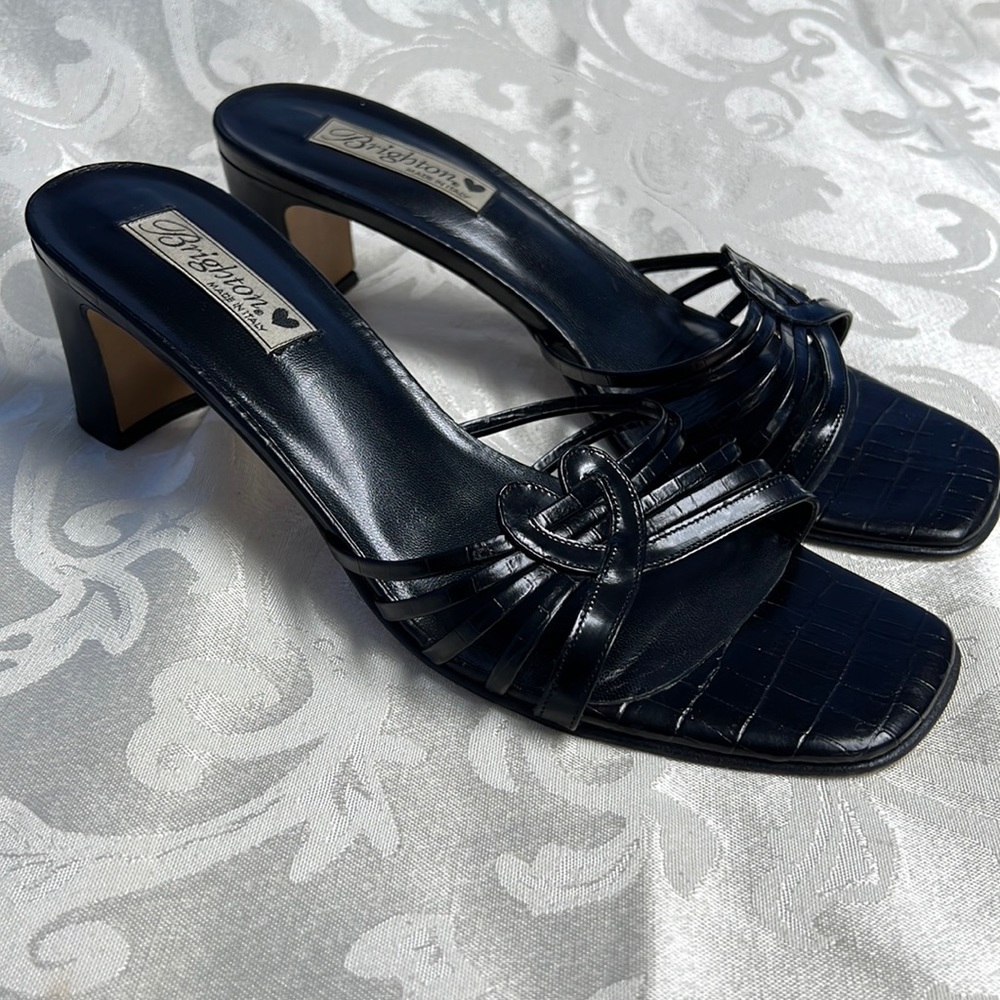 Brighton “Trixie” Black Leather Heels